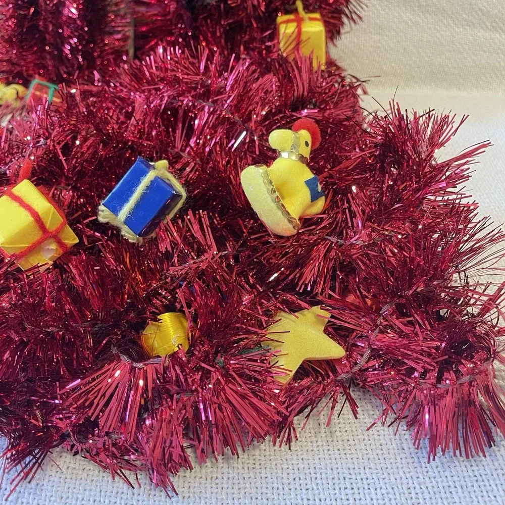 Vintage Red Tinsel Garland Toys Santa Present Felt 45' Kurt Adler Tree Christmas